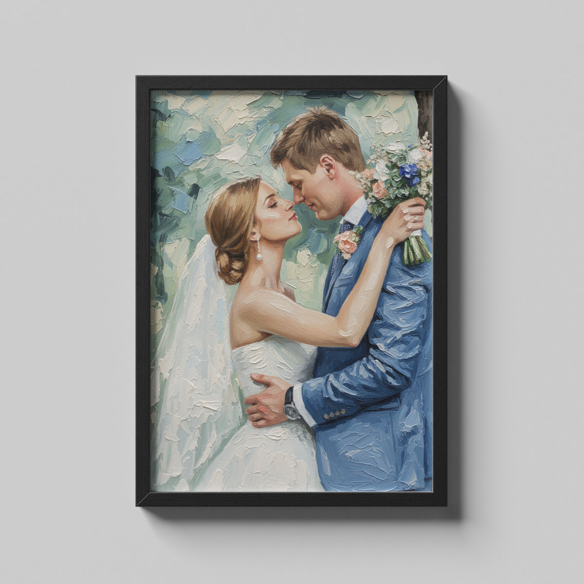 Wedding Gift Custom Oil Painting – Bride & Groom Portrait