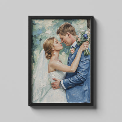 Wedding Gift Custom Oil Painting – Bride & Groom Portrait