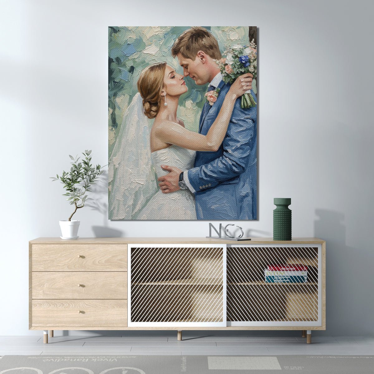 Wedding Gift Custom Oil Painting – Bride & Groom Portrait