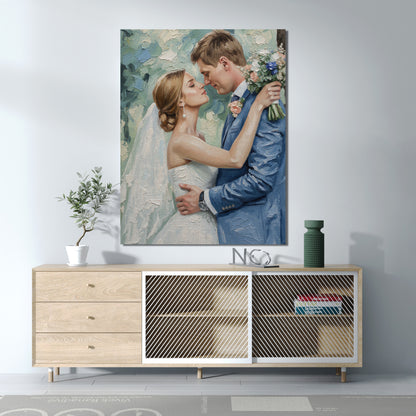 Wedding Gift Custom Oil Painting – Bride & Groom Portrait