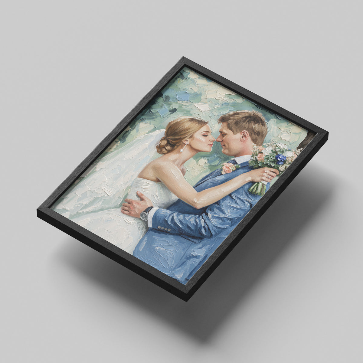 Wedding Gift Custom Oil Painting – Bride & Groom Portrait