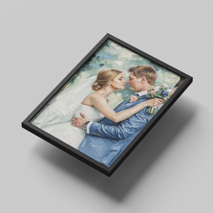 Wedding Gift Custom Oil Painting – Bride & Groom Portrait