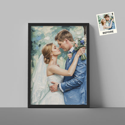 Wedding Gift Custom Oil Painting – Bride & Groom Portrait