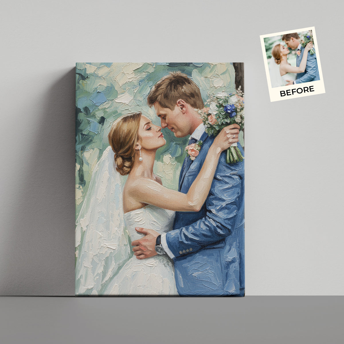 Wedding Gift Custom Oil Painting – Bride & Groom Portrait