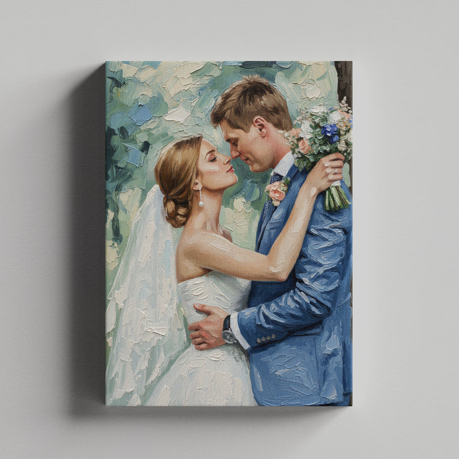Wedding Gift Custom Oil Painting – Bride & Groom Portrait
