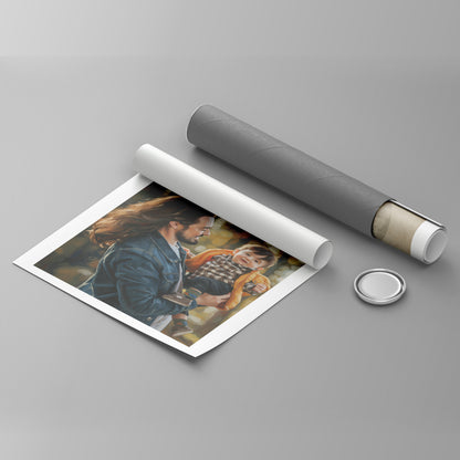 Custom Father And Child Portrait Oil Painting Canvas