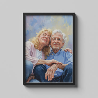 Custom Grandparents Portrait Oil Painting Canvas