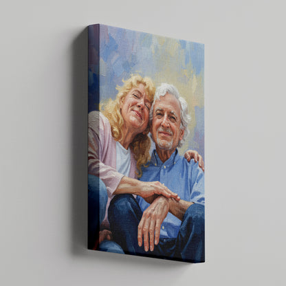 Custom Grandparents Portrait Oil Painting Canvas