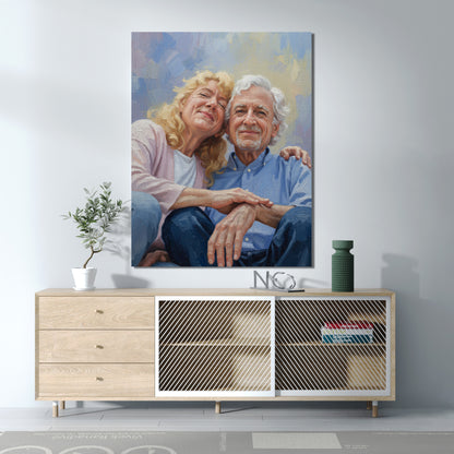 Custom Grandparents Portrait Oil Painting Canvas