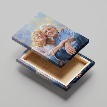 Custom Grandparents Portrait Oil Painting Canvas