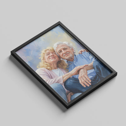 Custom Grandparents Portrait Oil Painting Canvas