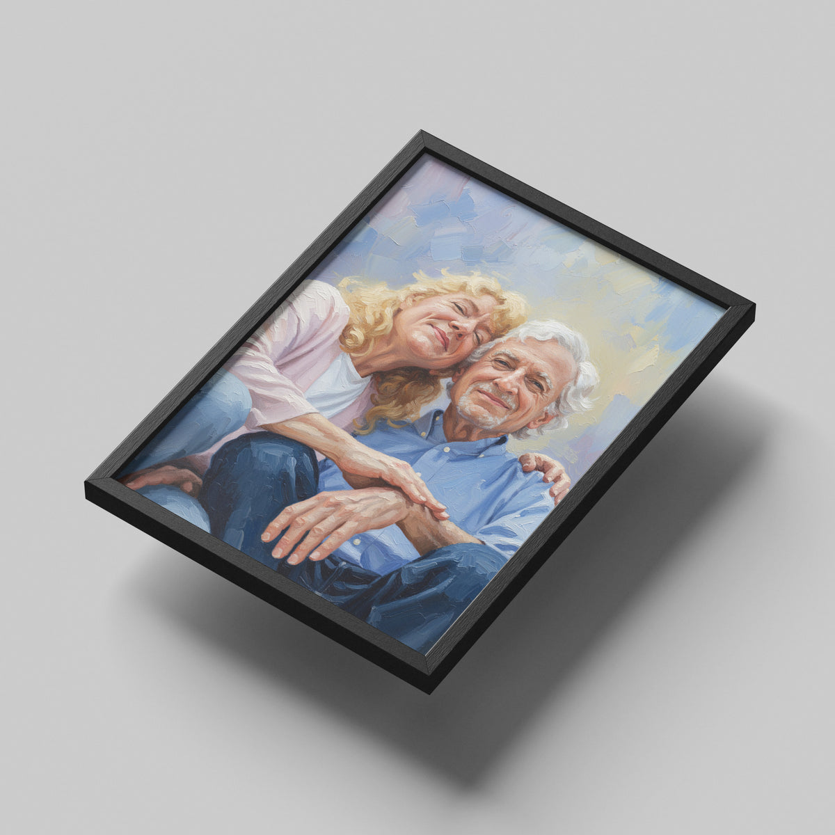 Custom Grandparents Portrait Oil Painting Canvas