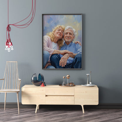 Custom Grandparents Portrait Oil Painting Canvas