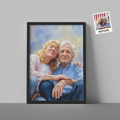 Custom Grandparents Portrait Oil Painting Canvas