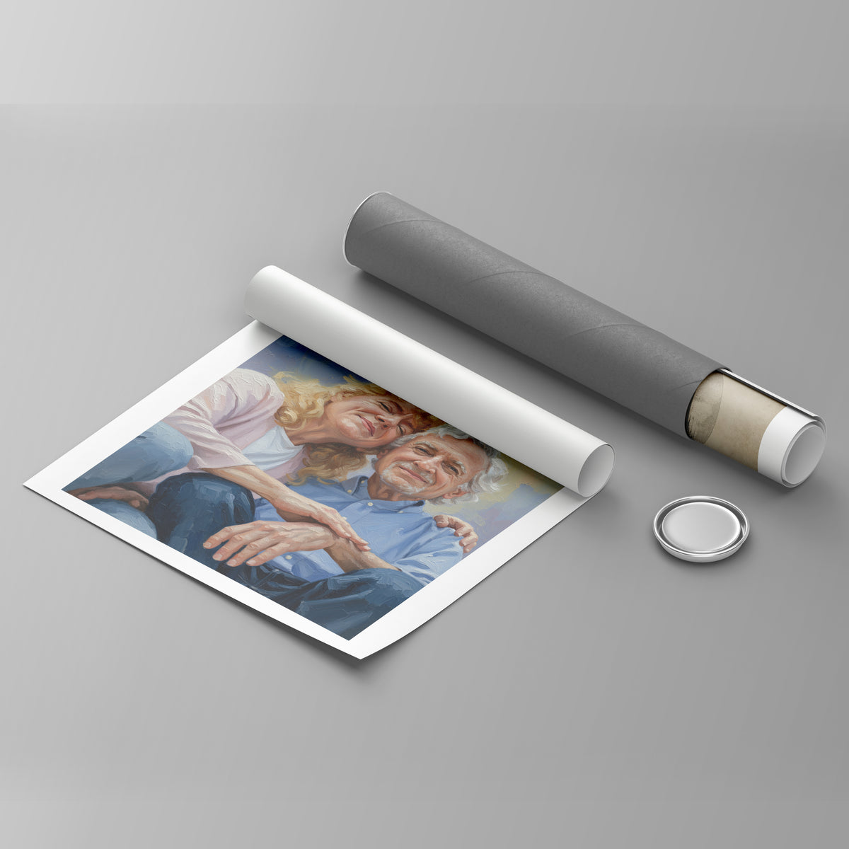Custom Grandparents Portrait Oil Painting Canvas
