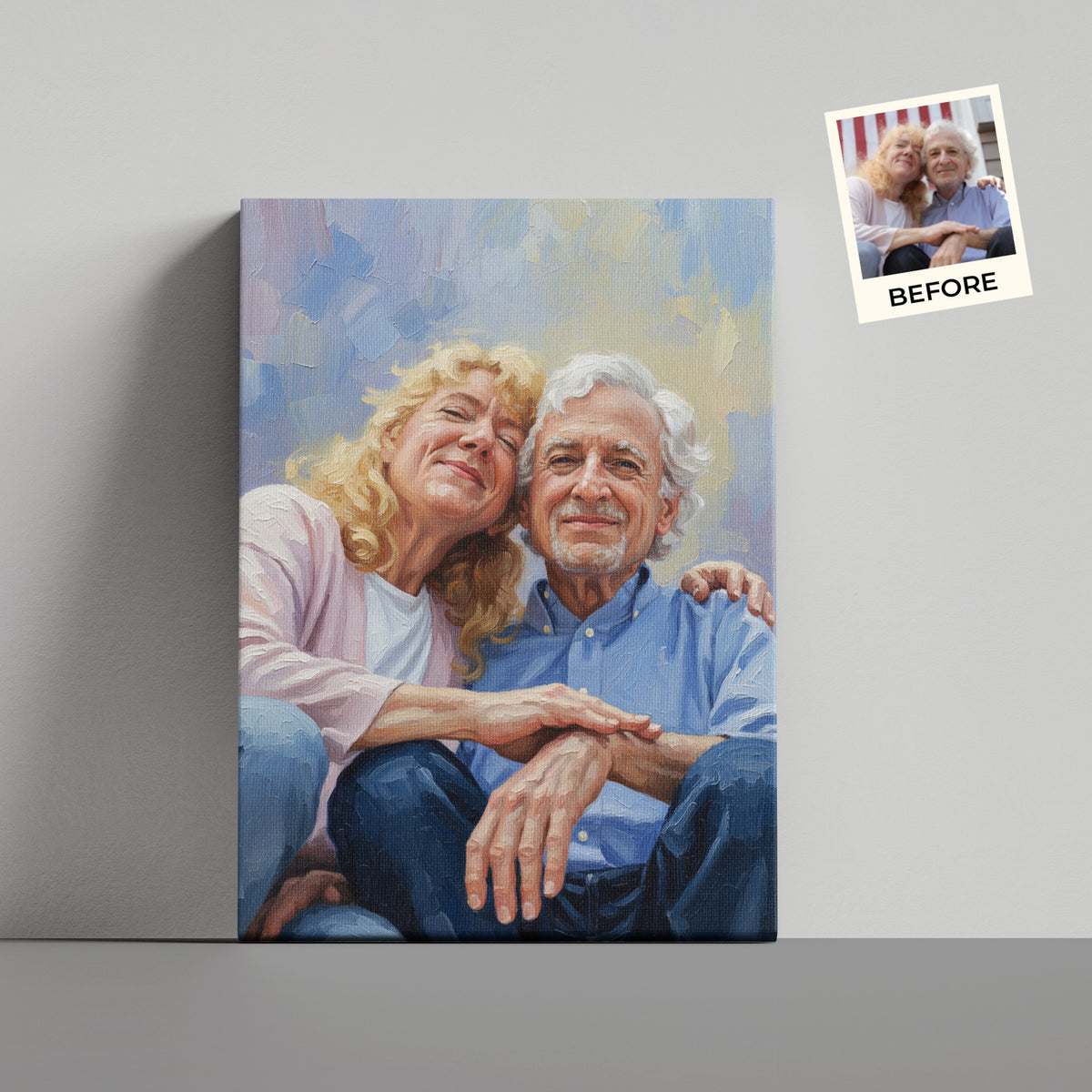 Custom Grandparents Portrait Oil Painting Canvas
