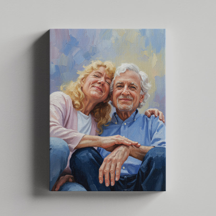 Custom Grandparents Portrait Oil Painting Canvas