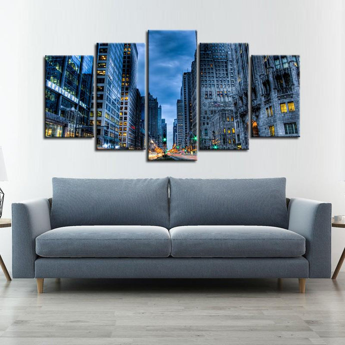 Chicago City 5 Pieces Painting Canvas
