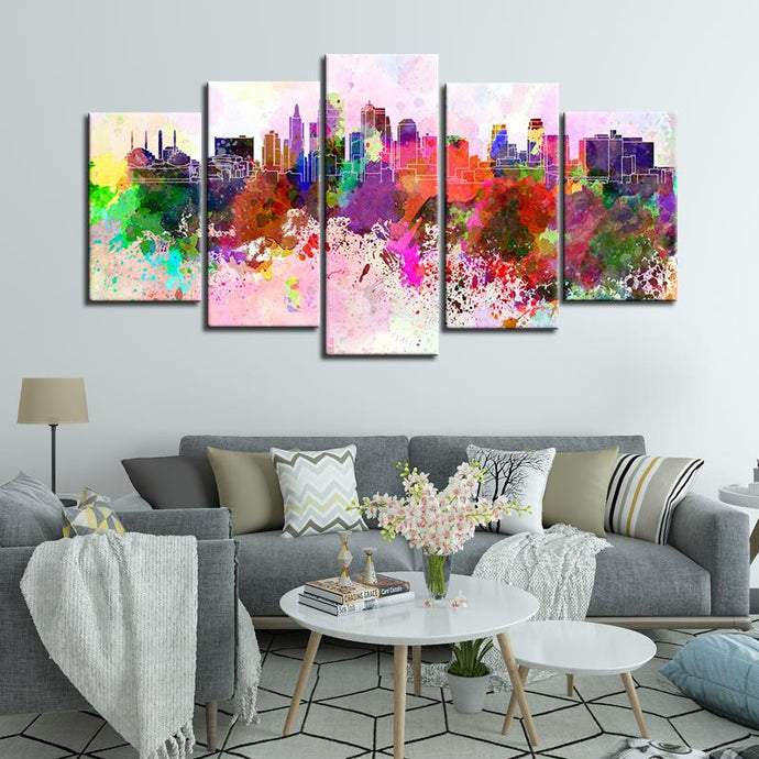 Kansas City in Colors 5 Pieces Wall Painting Canvas