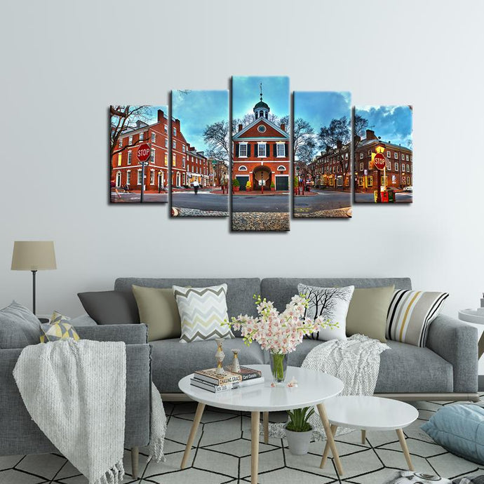 Philadelphia Society Hill 5 Pieces Wall Painting Canvas