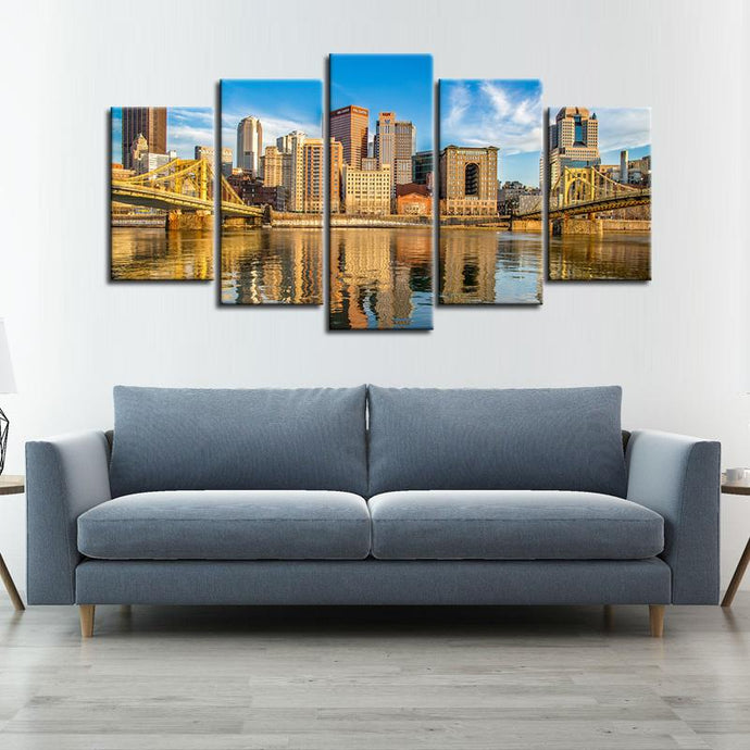 Pittsburgh Downtown 5 Pieces Wall Painting Canvas
