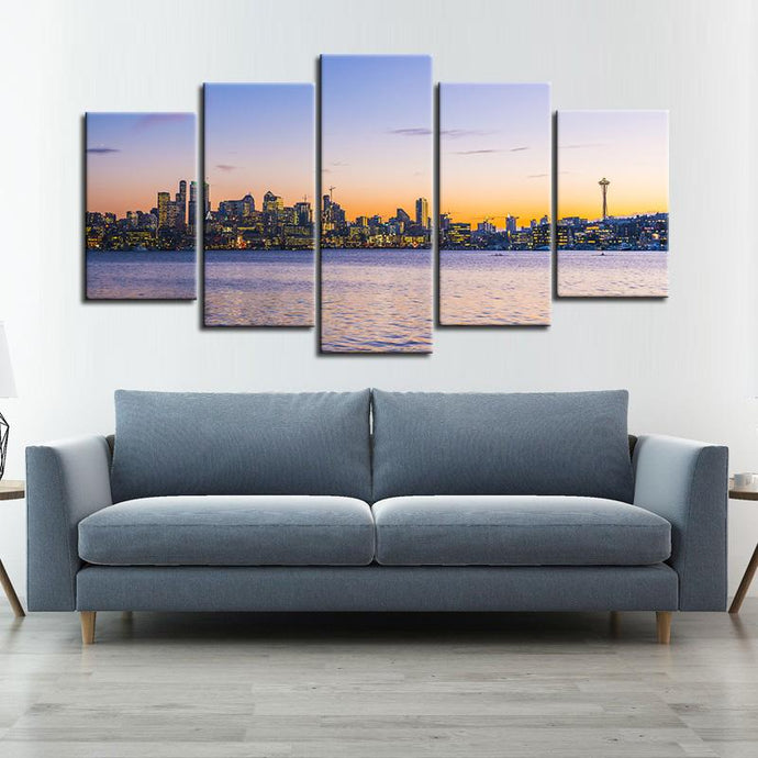Seattle City Skyline Wall 5 Pieces Painting Canvas