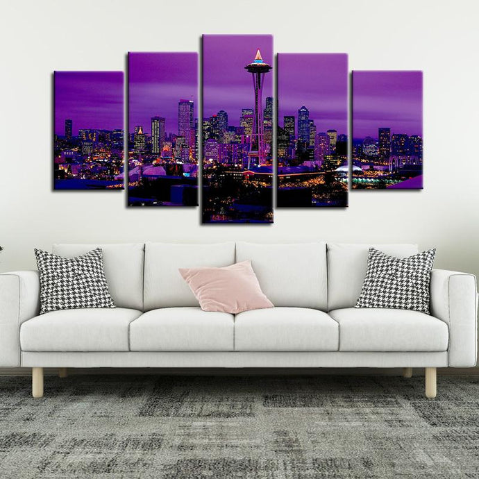 Seattle Skyline 5 Pieces Painting Canvas