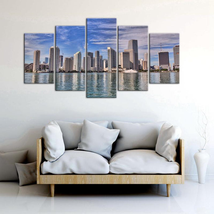 Miami Cityscape 5 Pieces Painting Canvas