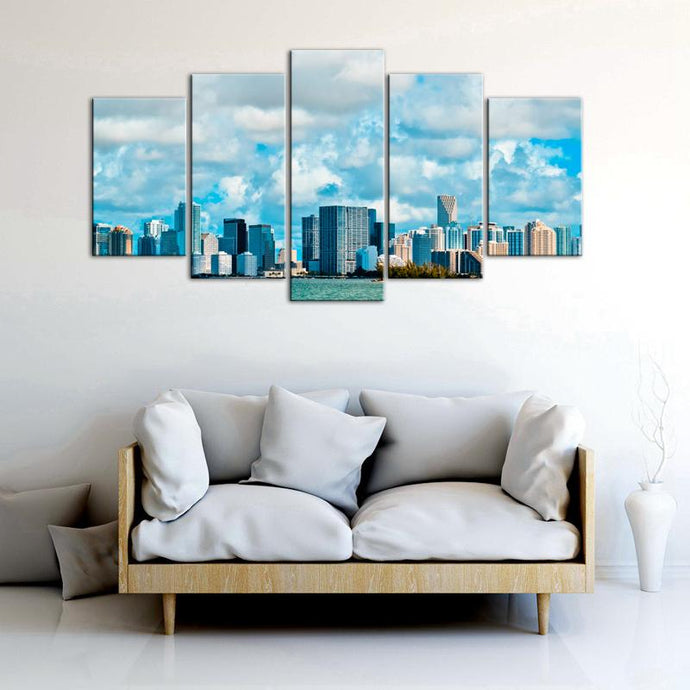Miami Skyline 5 Pieces Painting Canvas